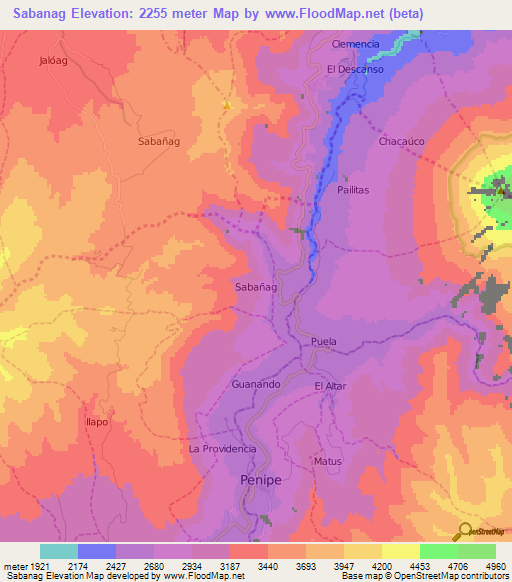 Sabanag,Ecuador Elevation Map