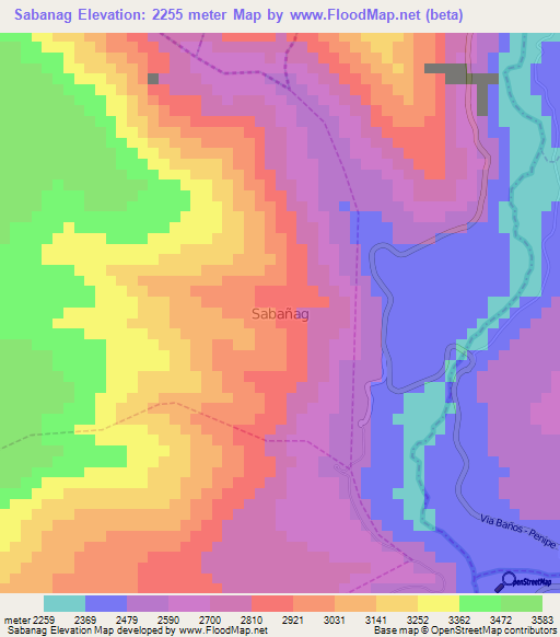 Sabanag,Ecuador Elevation Map