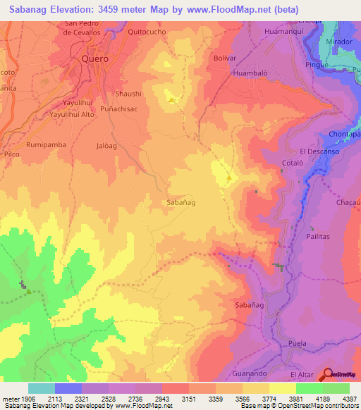 Sabanag,Ecuador Elevation Map