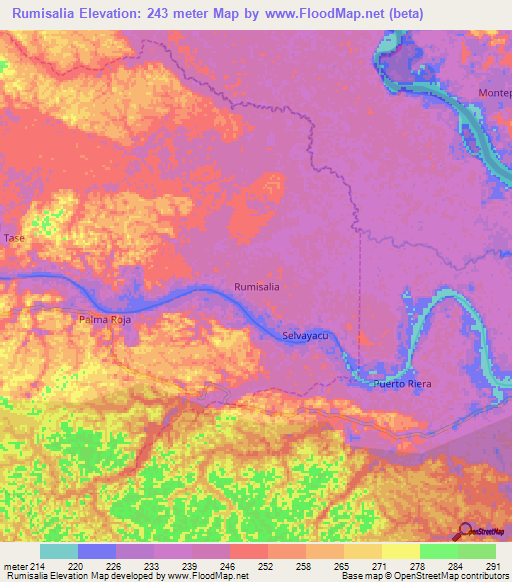 Rumisalia,Ecuador Elevation Map