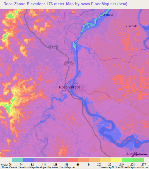 Rosa Zarate,Ecuador Elevation Map