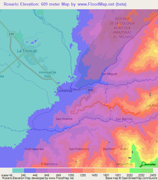 Rosario,Ecuador Elevation Map