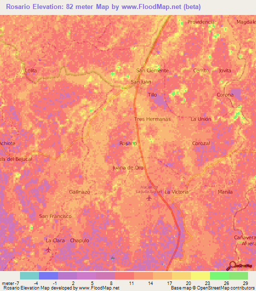 Rosario,Ecuador Elevation Map