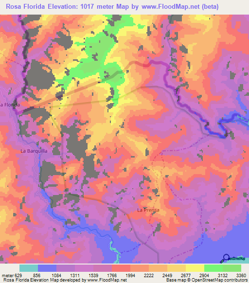 Rosa Florida,Ecuador Elevation Map