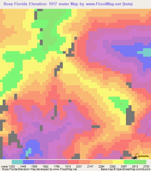 Rosa Florida,Ecuador Elevation Map