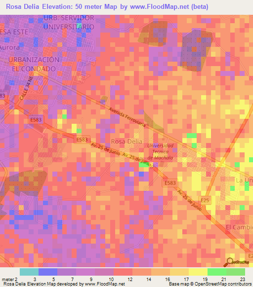 Rosa Delia,Ecuador Elevation Map