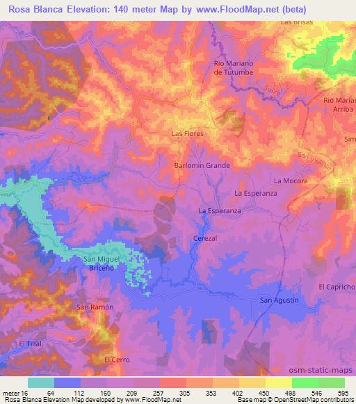 Rosa Blanca,Ecuador Elevation Map