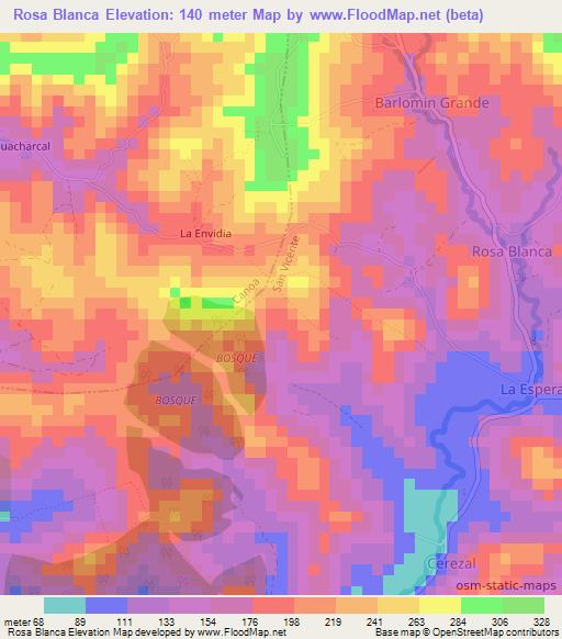 Rosa Blanca,Ecuador Elevation Map