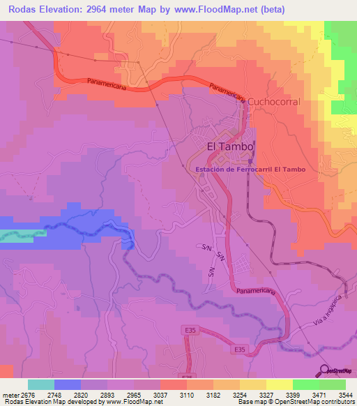 Rodas,Ecuador Elevation Map