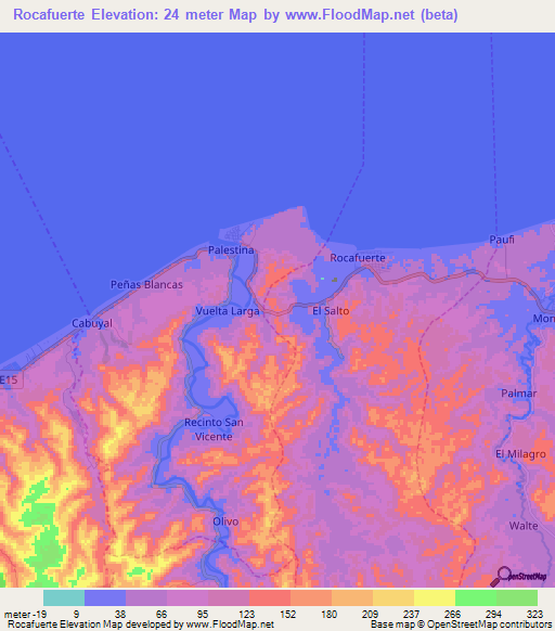 Rocafuerte,Ecuador Elevation Map