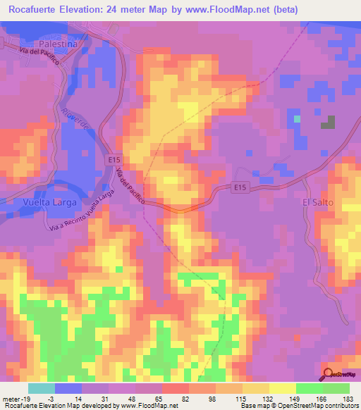 Rocafuerte,Ecuador Elevation Map