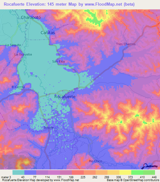 Rocafuerte,Ecuador Elevation Map