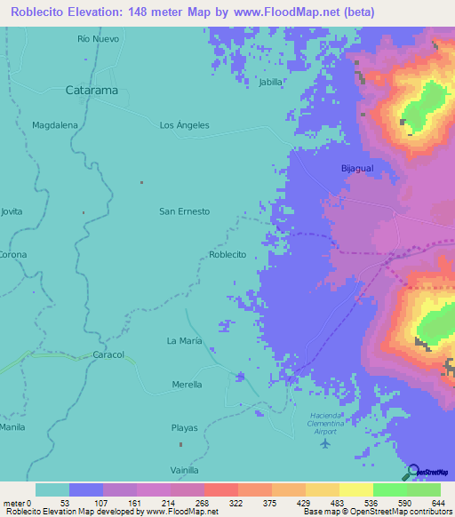 Roblecito,Ecuador Elevation Map