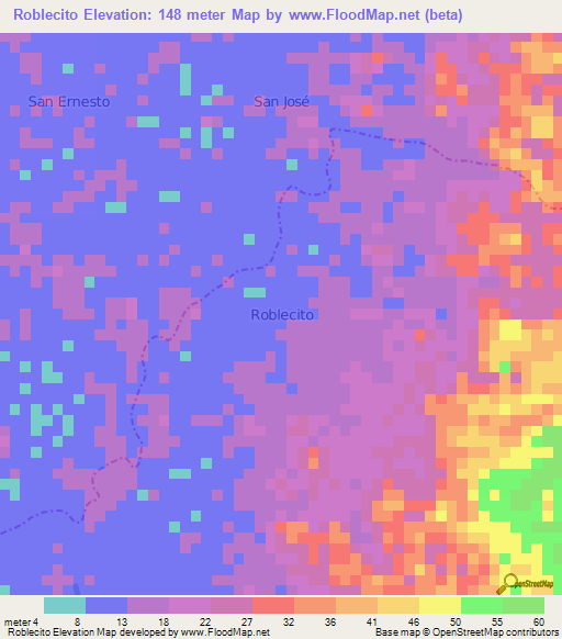 Roblecito,Ecuador Elevation Map