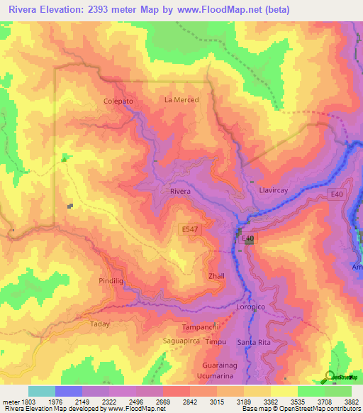 Rivera,Ecuador Elevation Map