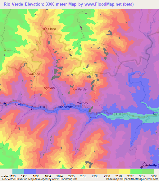 Rio Verde,Ecuador Elevation Map