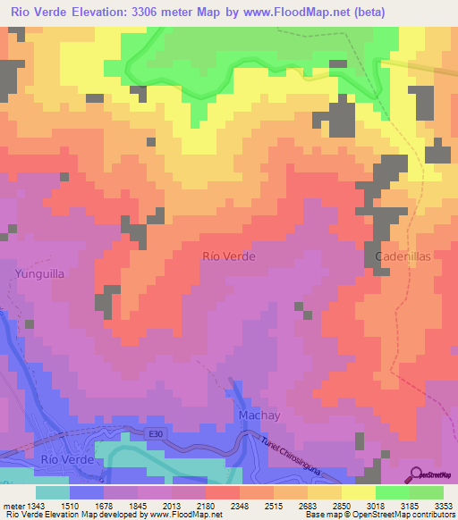 Rio Verde,Ecuador Elevation Map