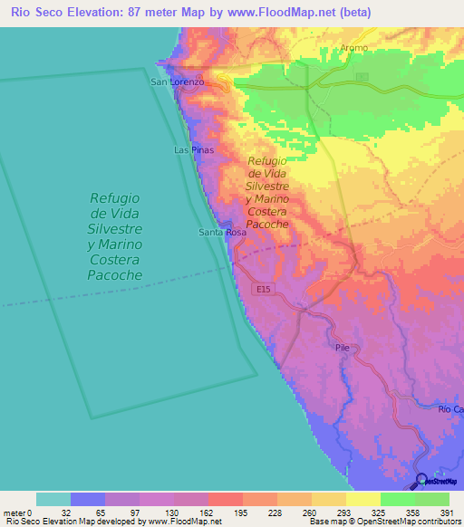 Rio Seco,Ecuador Elevation Map