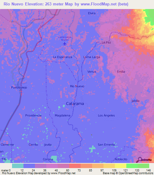 Rio Nuevo,Ecuador Elevation Map