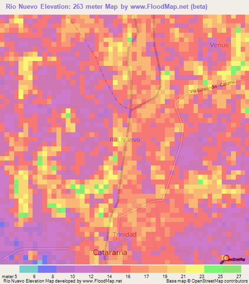 Rio Nuevo,Ecuador Elevation Map