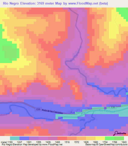 Rio Negro,Ecuador Elevation Map