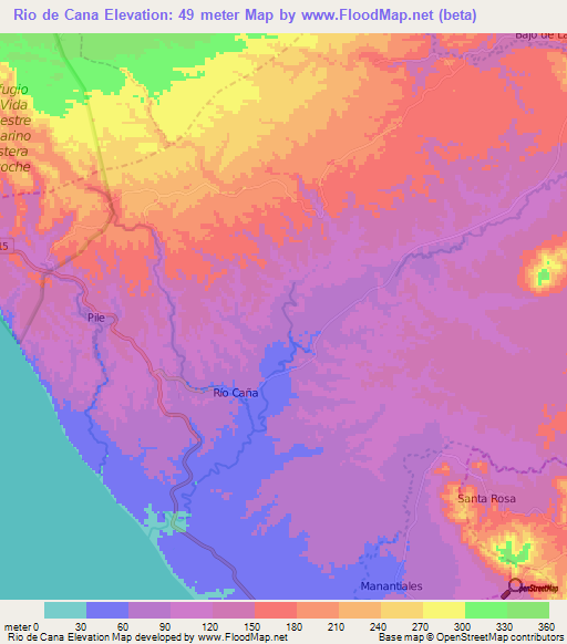 Rio de Cana,Ecuador Elevation Map