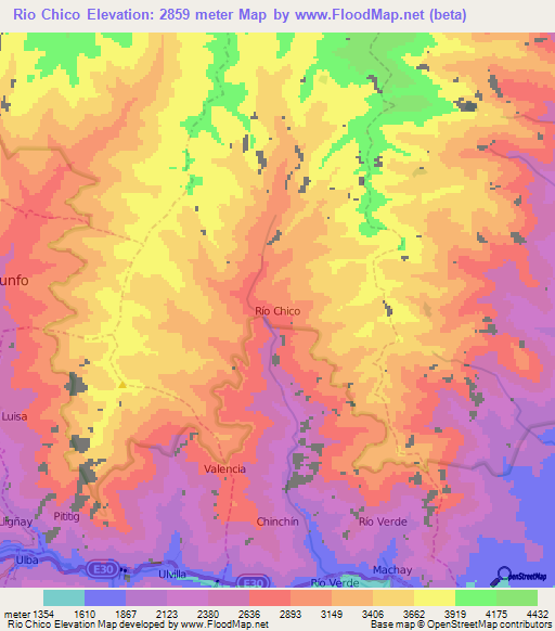 Rio Chico,Ecuador Elevation Map