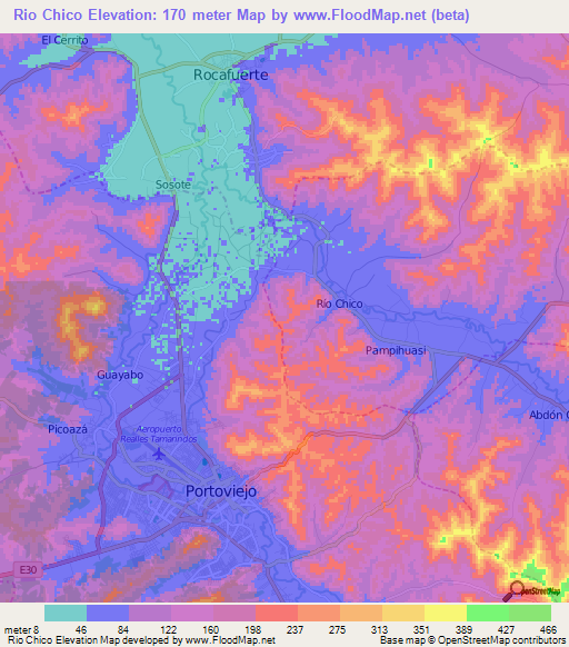 Rio Chico,Ecuador Elevation Map