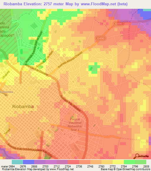 Riobamba,Ecuador Elevation Map