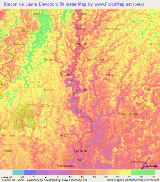 Rincon de Juana,Ecuador Elevation Map