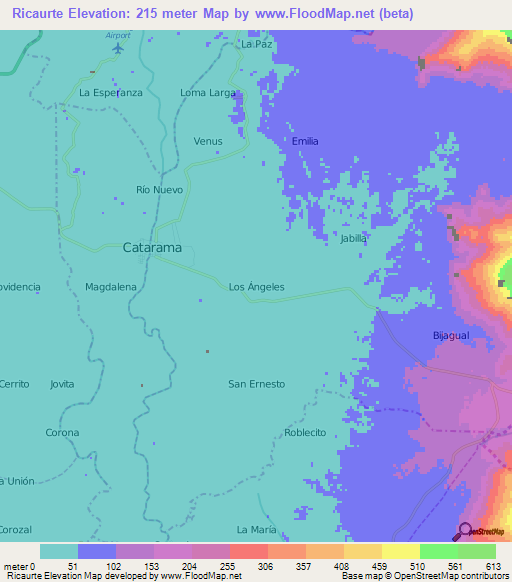 Ricaurte,Ecuador Elevation Map