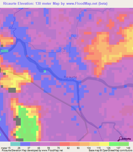 Ricaurte,Ecuador Elevation Map