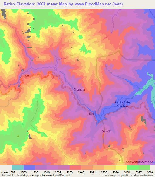 Retiro,Ecuador Elevation Map