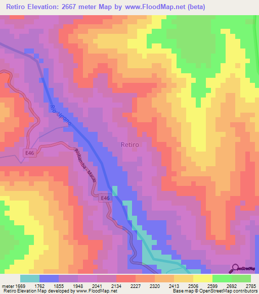 Retiro,Ecuador Elevation Map