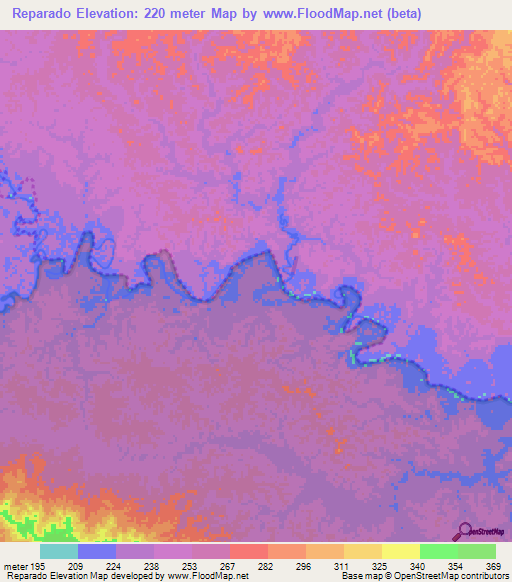 Reparado,Ecuador Elevation Map