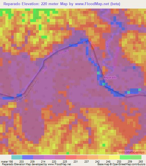 Reparado,Ecuador Elevation Map