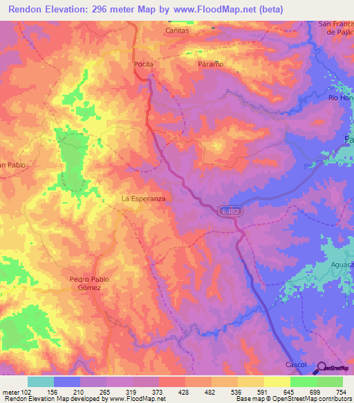 Rendon,Ecuador Elevation Map