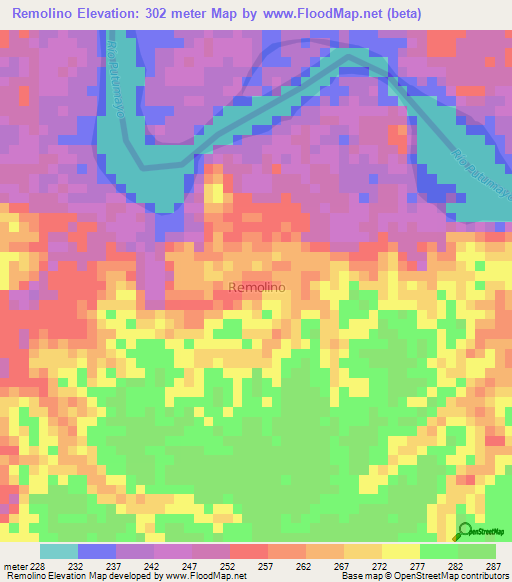 Remolino,Ecuador Elevation Map