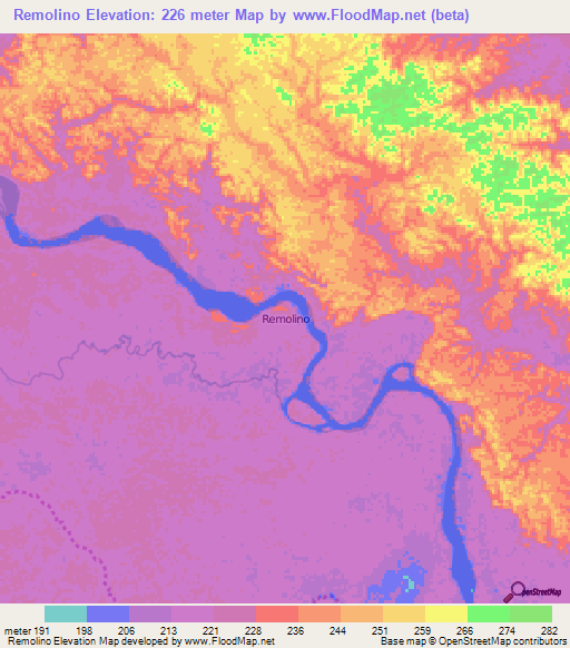 Remolino,Ecuador Elevation Map