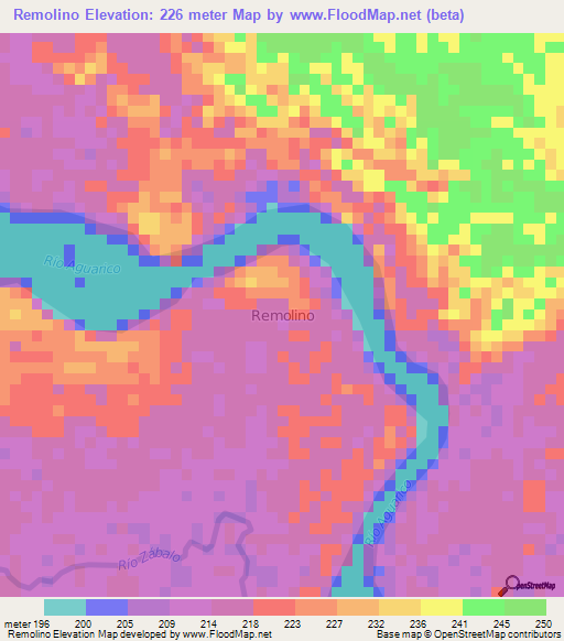 Remolino,Ecuador Elevation Map