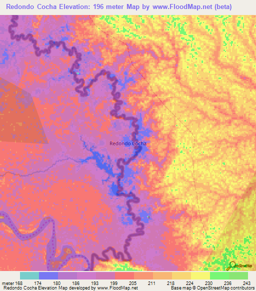 Redondo Cocha,Ecuador Elevation Map