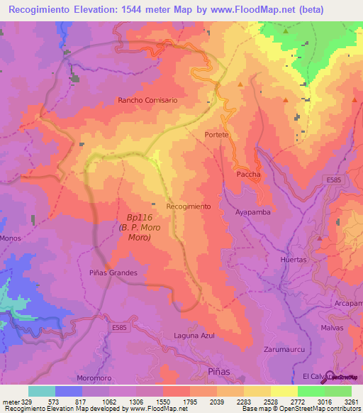 Recogimiento,Ecuador Elevation Map