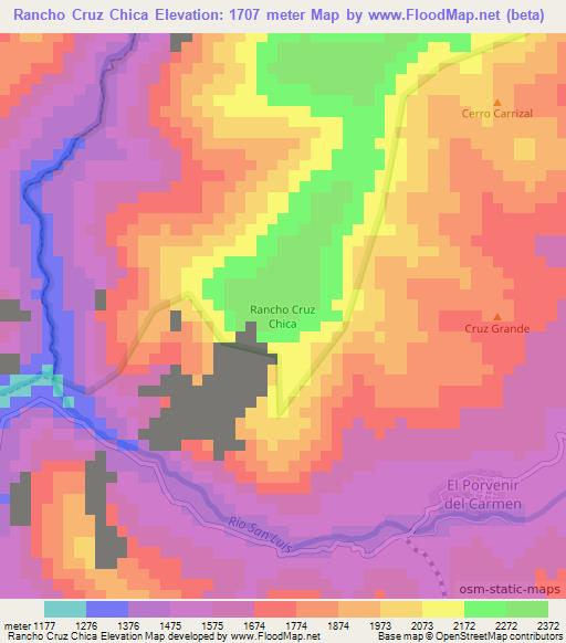 Rancho Cruz Chica,Ecuador Elevation Map