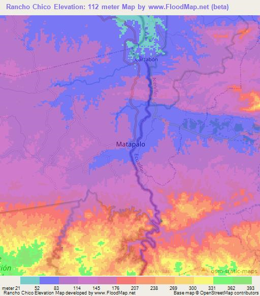 Rancho Chico,Ecuador Elevation Map