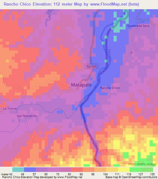 Rancho Chico,Ecuador Elevation Map