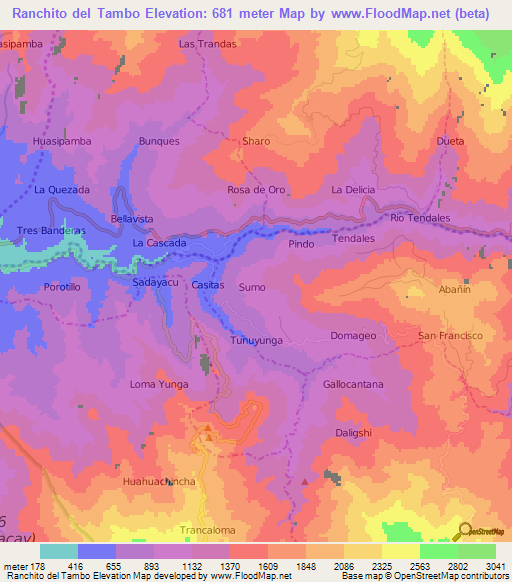 Ranchito del Tambo,Ecuador Elevation Map