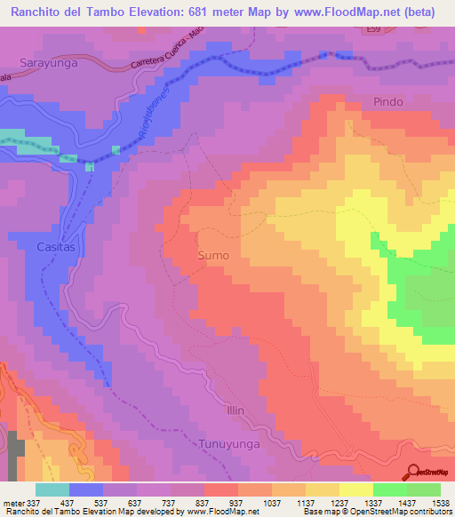 Ranchito del Tambo,Ecuador Elevation Map