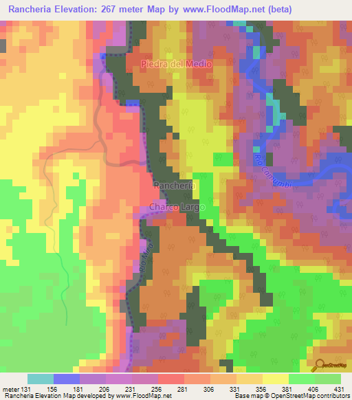 Rancheria,Ecuador Elevation Map