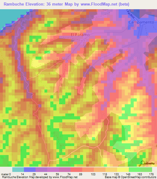 Rambuche,Ecuador Elevation Map