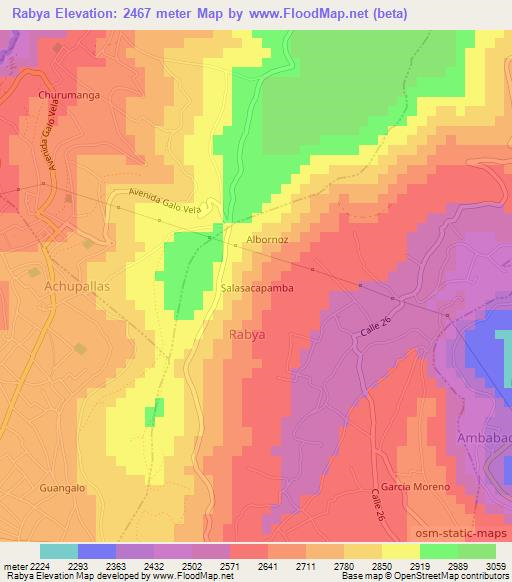 Rabya,Ecuador Elevation Map